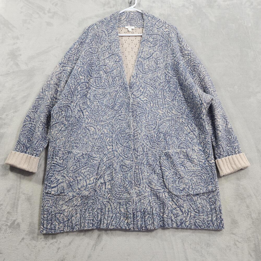Pure Jill Cardigan Sweater Womens 2X Blue Floral Long Sleeve Button Pockets